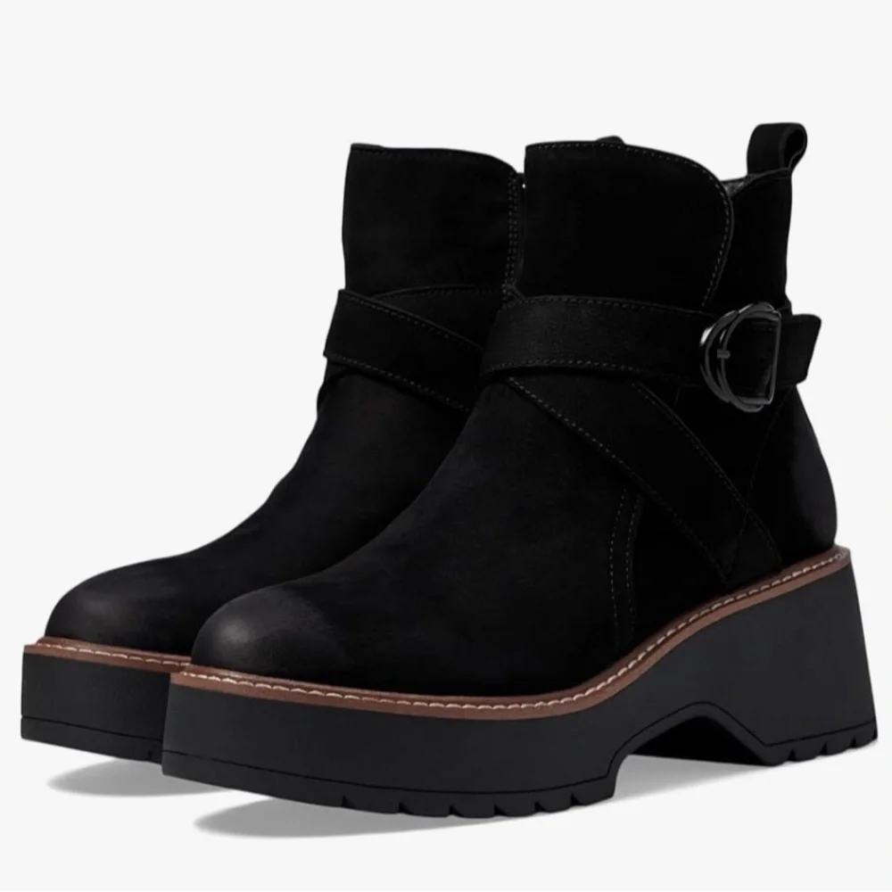 BLONDO GIOVANNI WATERPROOF PLATFORM BOOTS BLACK NEW 8.5